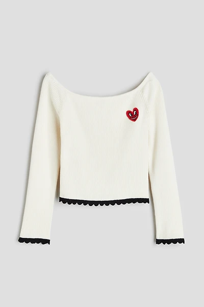 Rib-knit Off-the-shoulder Sweater
