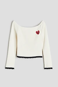 Rib-knit Off-the-shoulder Sweater