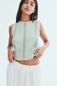 Crinkled Blouse with Lace Details