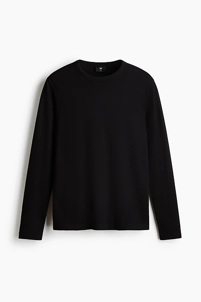 Slim-Fit Long-Sleeved Cotton T-Shirt