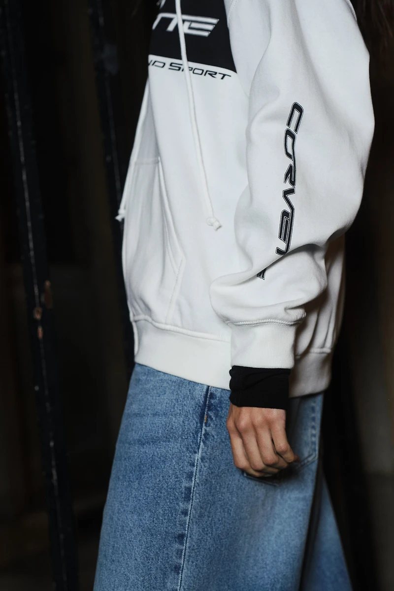 Oversized Printed Hooded Jacket