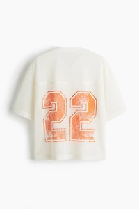 Oversized-Fit Printed Mesh T-Shirt