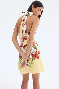 Linen-Blend Halterneck Dress
