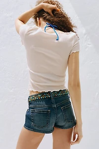 Crinkled Boat-Neck Top