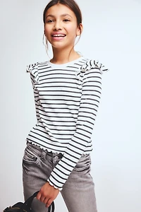 Ruffle-Trimmed Cotton Top