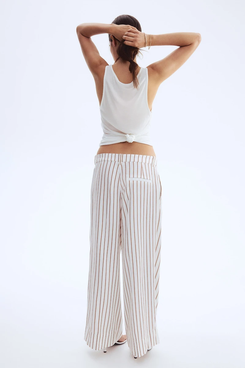 Wide-Leg Linen-Blend Pants