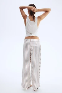 Wide-Leg Linen-Blend Pants