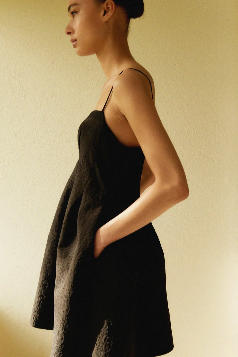 Jacquard-Weave Strappy Dress