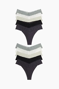 10-pack lace thong briefs
