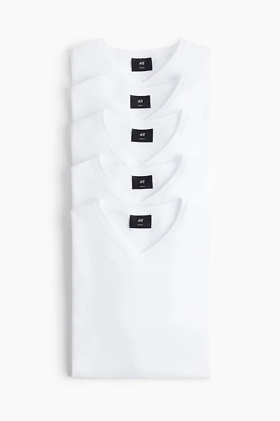 Lot de 5 T-shirts près du corps à encolure en V