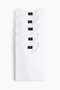 Lot de 5 T-shirts près du corps à encolure en V