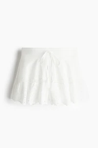 Drawstring Shorts with Eyelet Embroidery