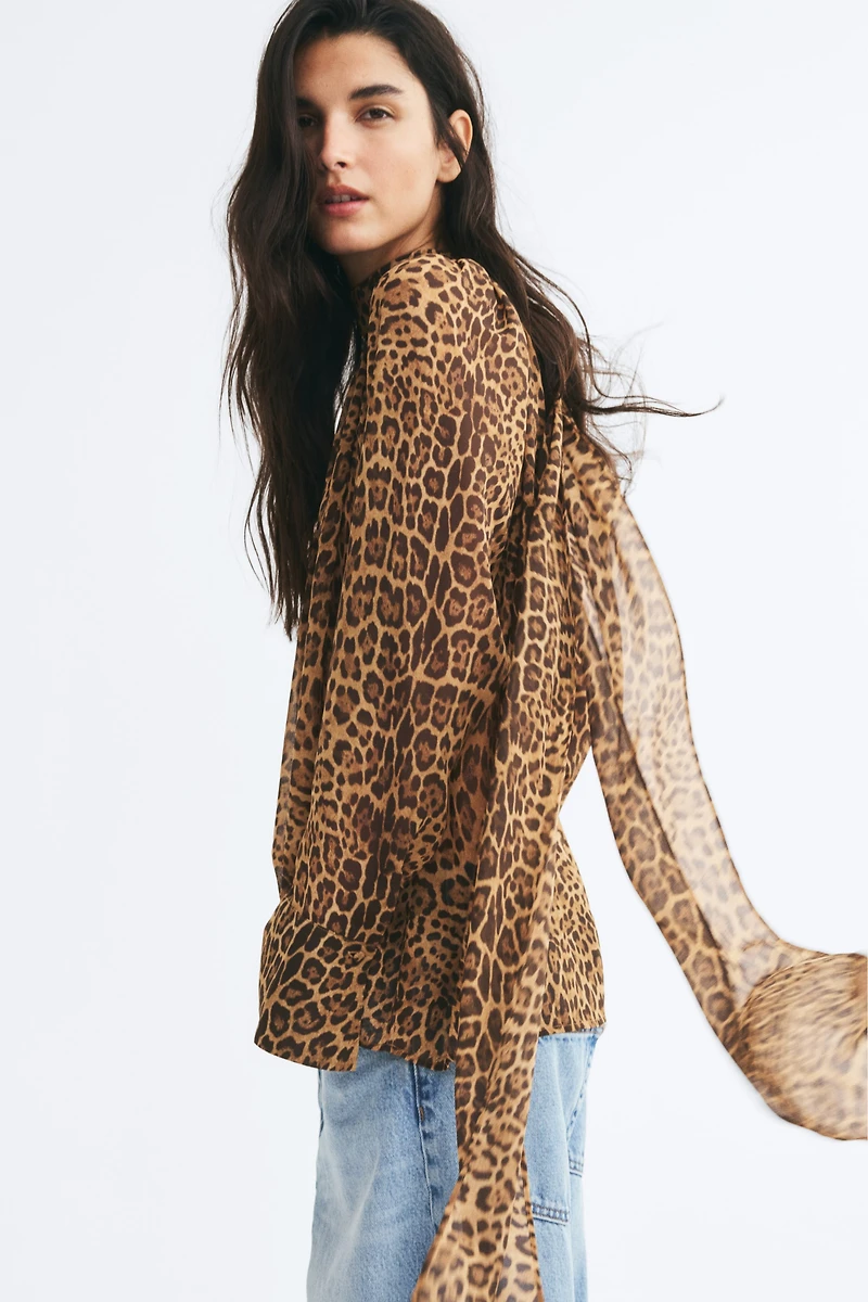 Blouse with Scarf Collar