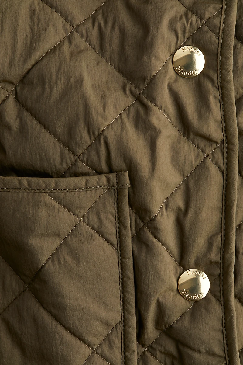 Quilted Jacket with Corduroy Collar