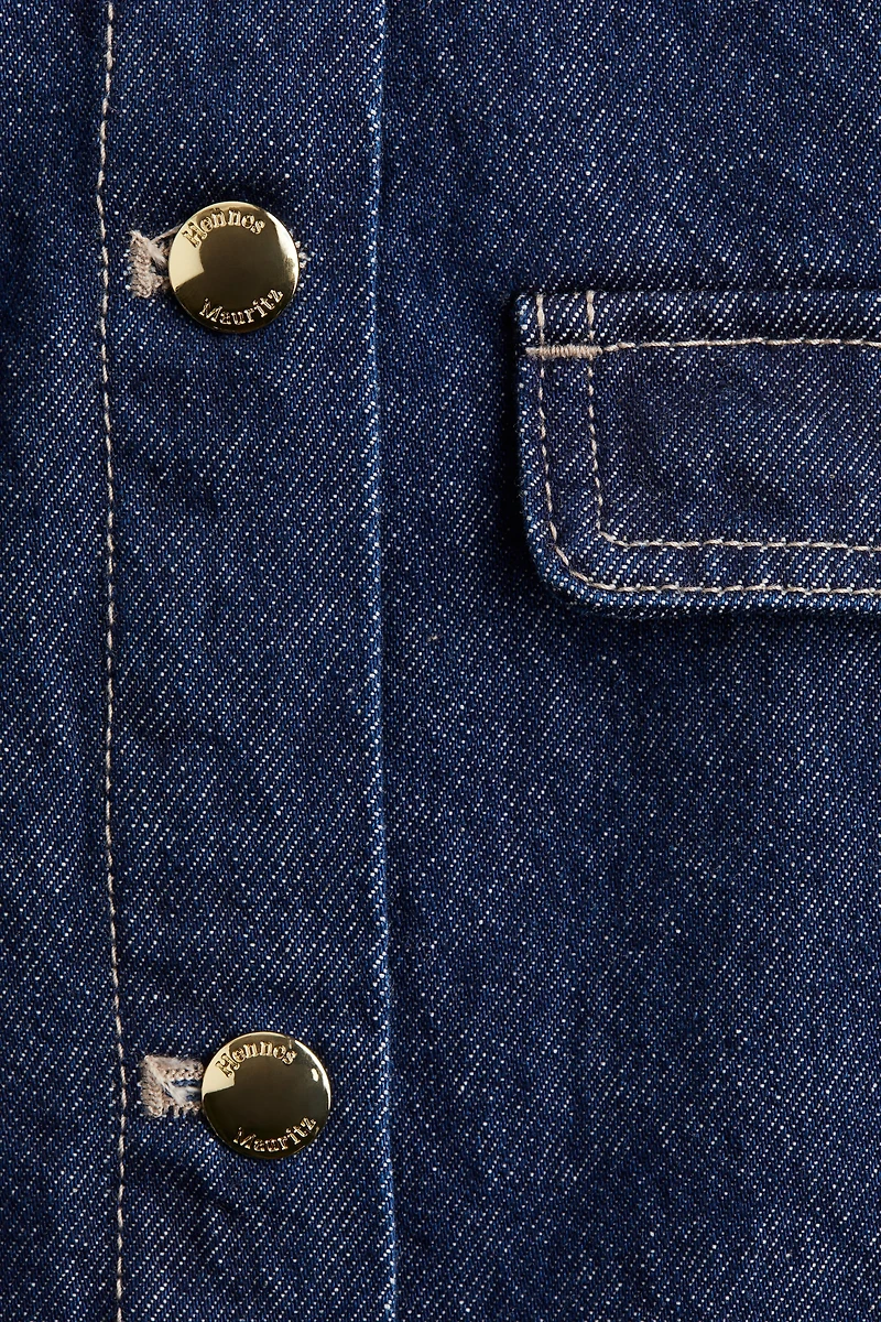 Collarless Denim Jacket