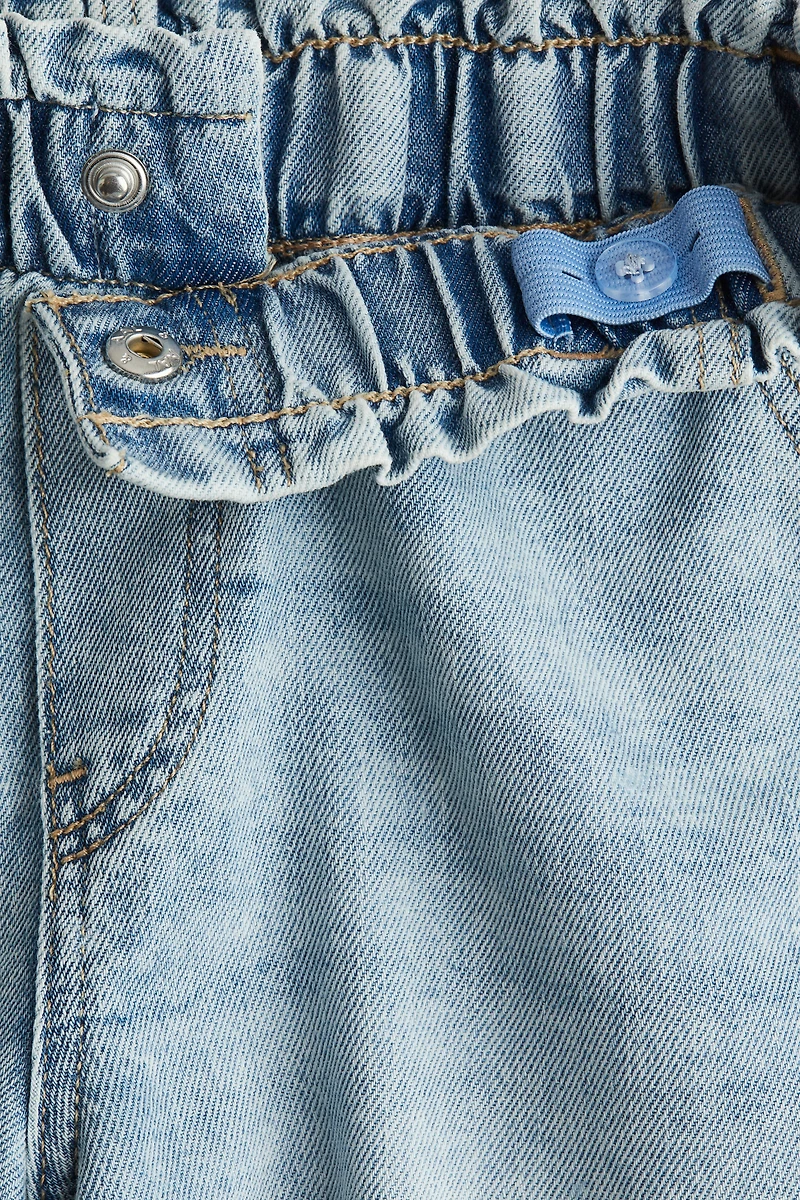 Paper-Bag Denim Shorts