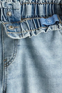 Paper-Bag Denim Shorts