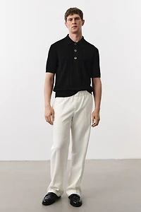 Regular-Fit Cable-Knit Polo Shirt