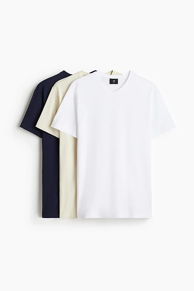 Lot de 3 T-shirts près du corps à encolure en V