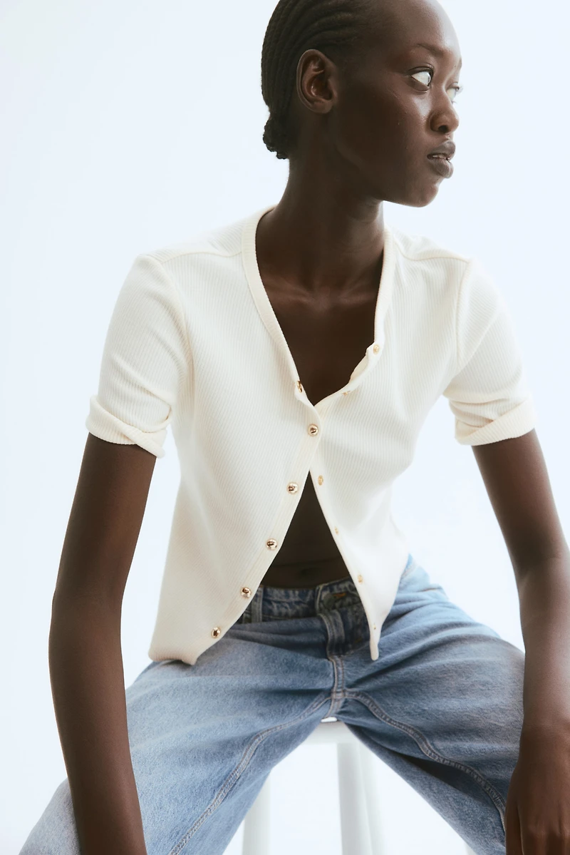 Ribbed Jersey Cardigan