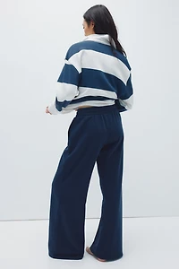 Wide-Leg Crease-Front Sweatpants