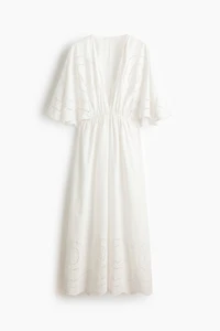Cape-Detail Dress with Eyelet Embroidery