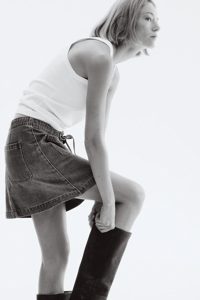 Denim Lace-Up Mini Skirt