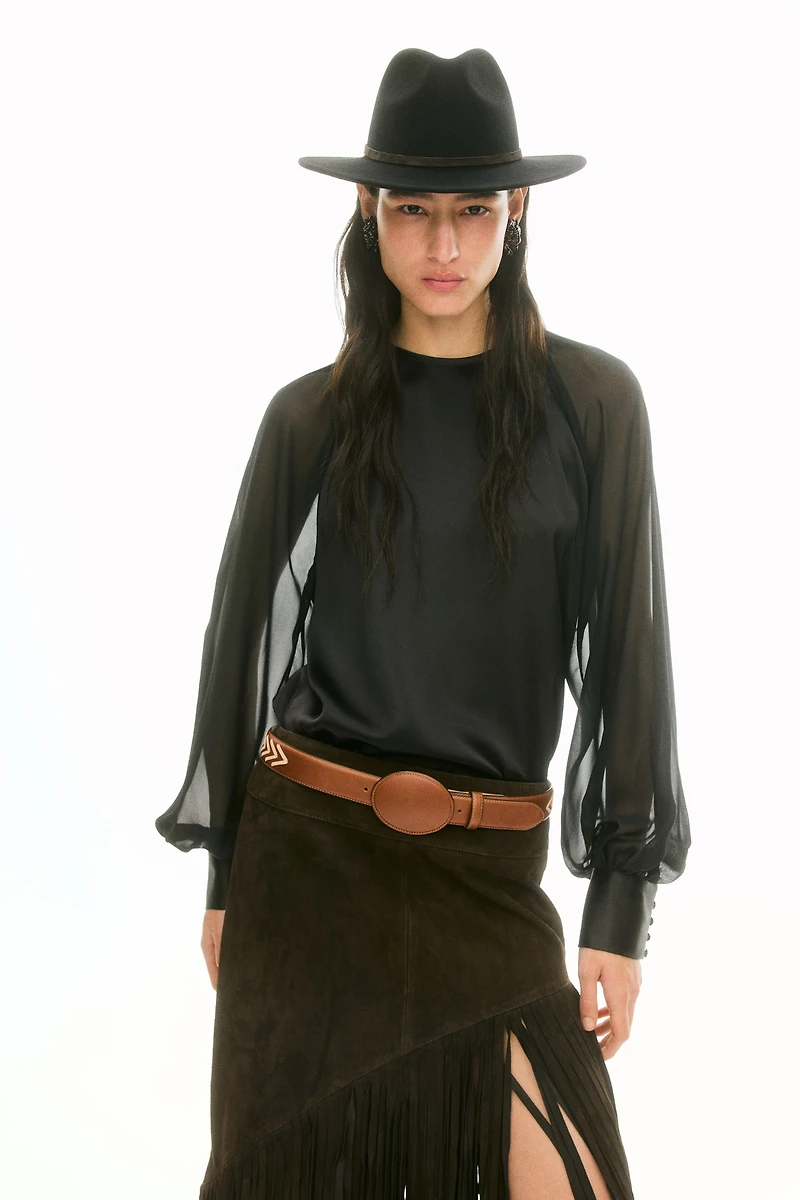 Open-Back Satin Blouse