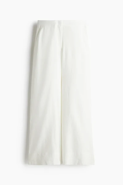 Wide-Leg Linen-Blend Pants