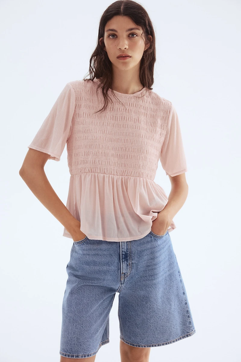 Smocked Peplum Top