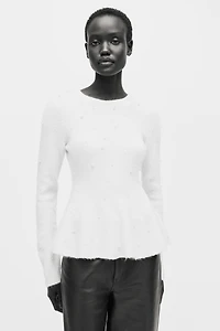 Bead-Embellished Peplum Top