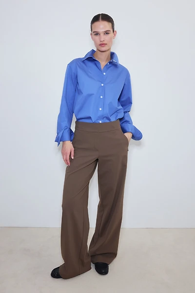 Four-Way Stretch Wide-Cut Pants