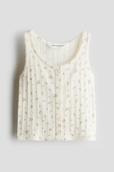 Pointelle jersey vest top