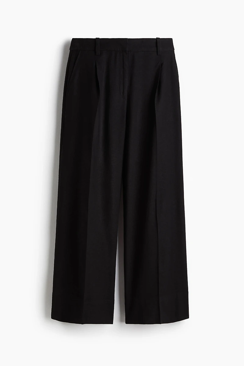 Wide-Leg Linen-Blend Pants