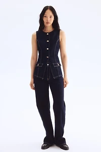 Tapered-Waist Denim Vest