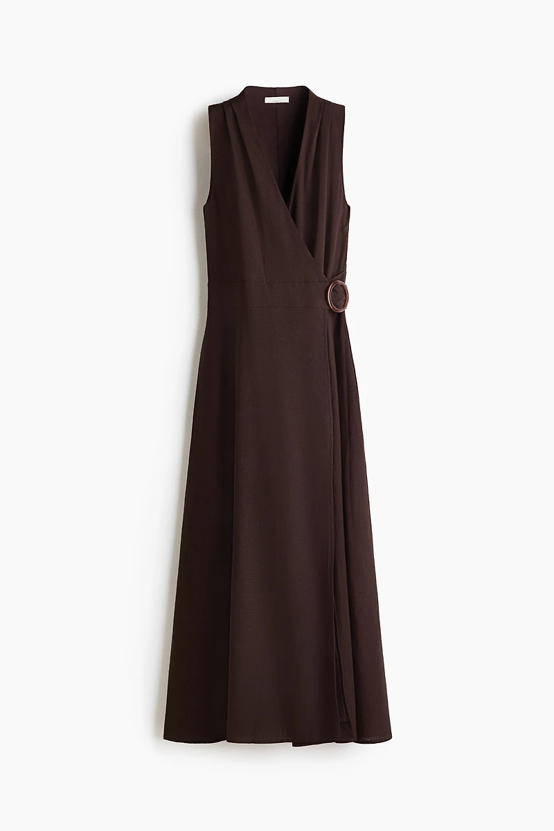 Robe portefeuille en lin mélangé