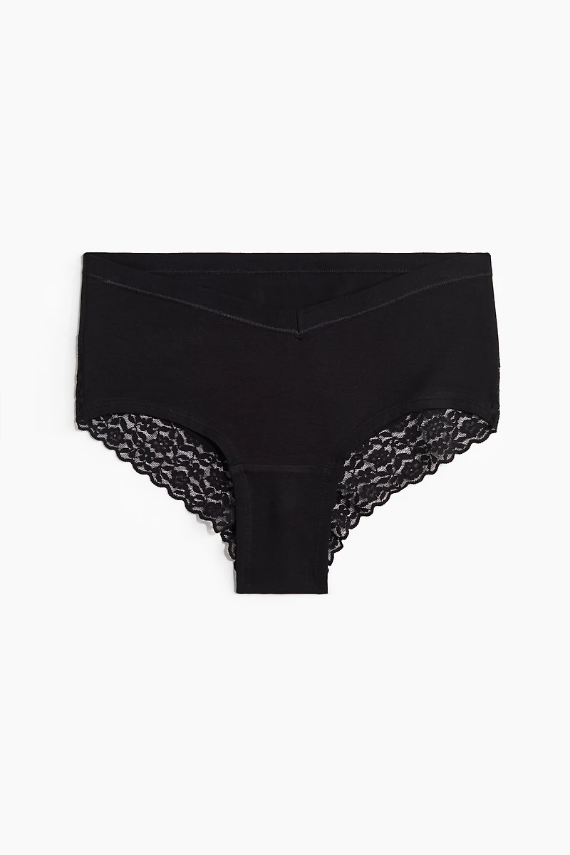 MAMA 5-pack lace-trimmed cotton hipster briefs