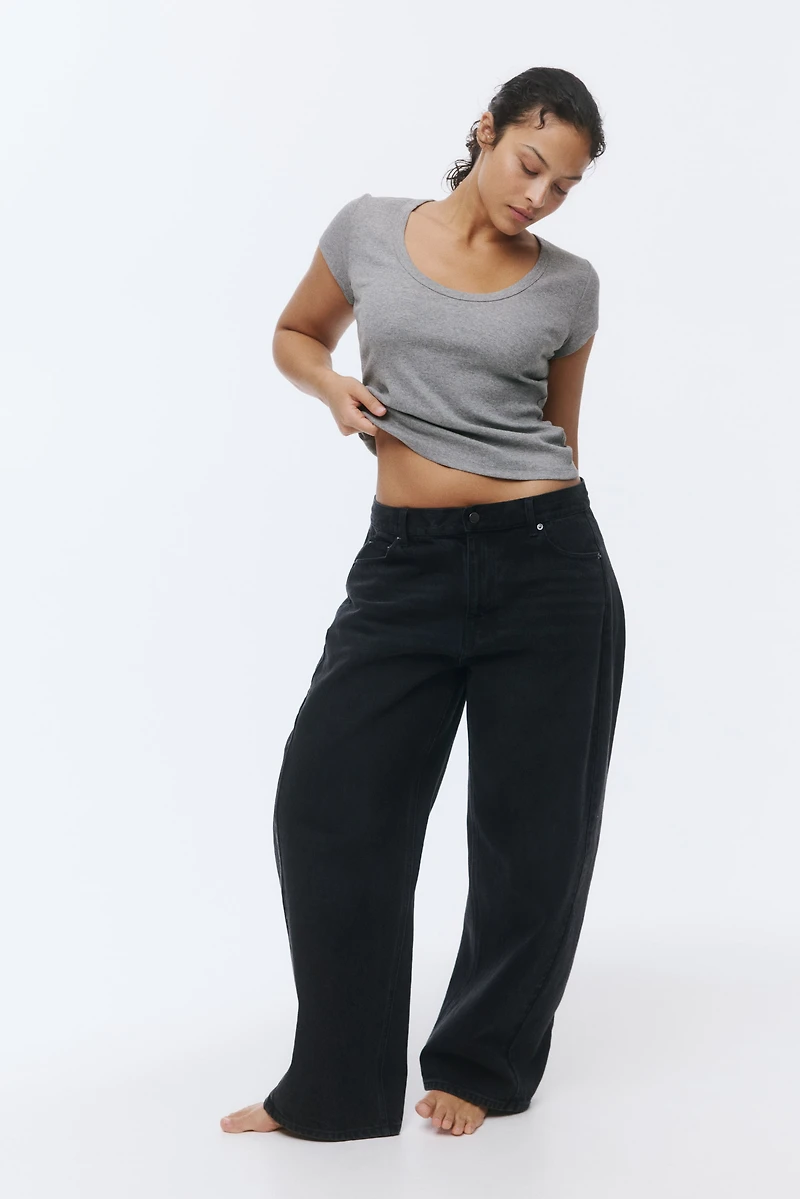 Ribbed Scoop-Neck T-Shirt