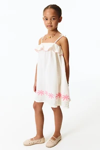 Cotton Muslin Dress with Embroidery