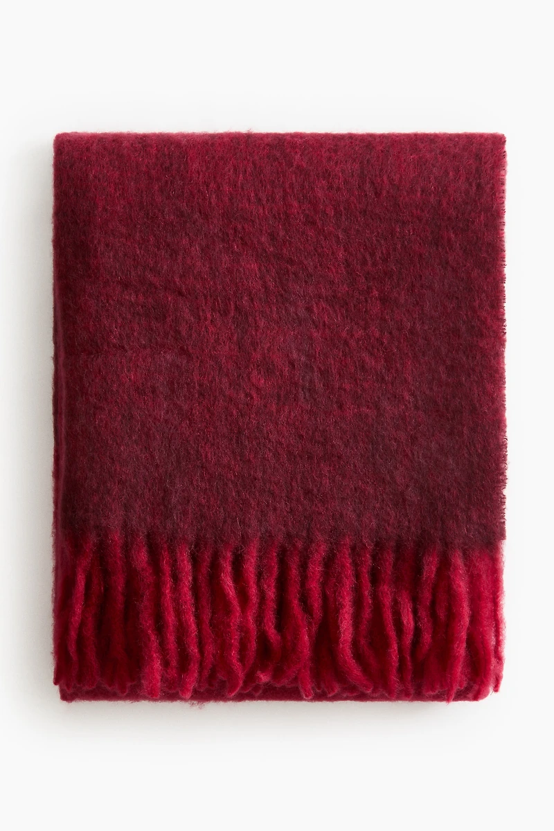 Mohair-Blend Throw with Fringe