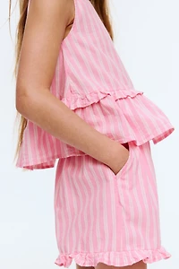 Ruffle-Trimmed Cotton Shorts