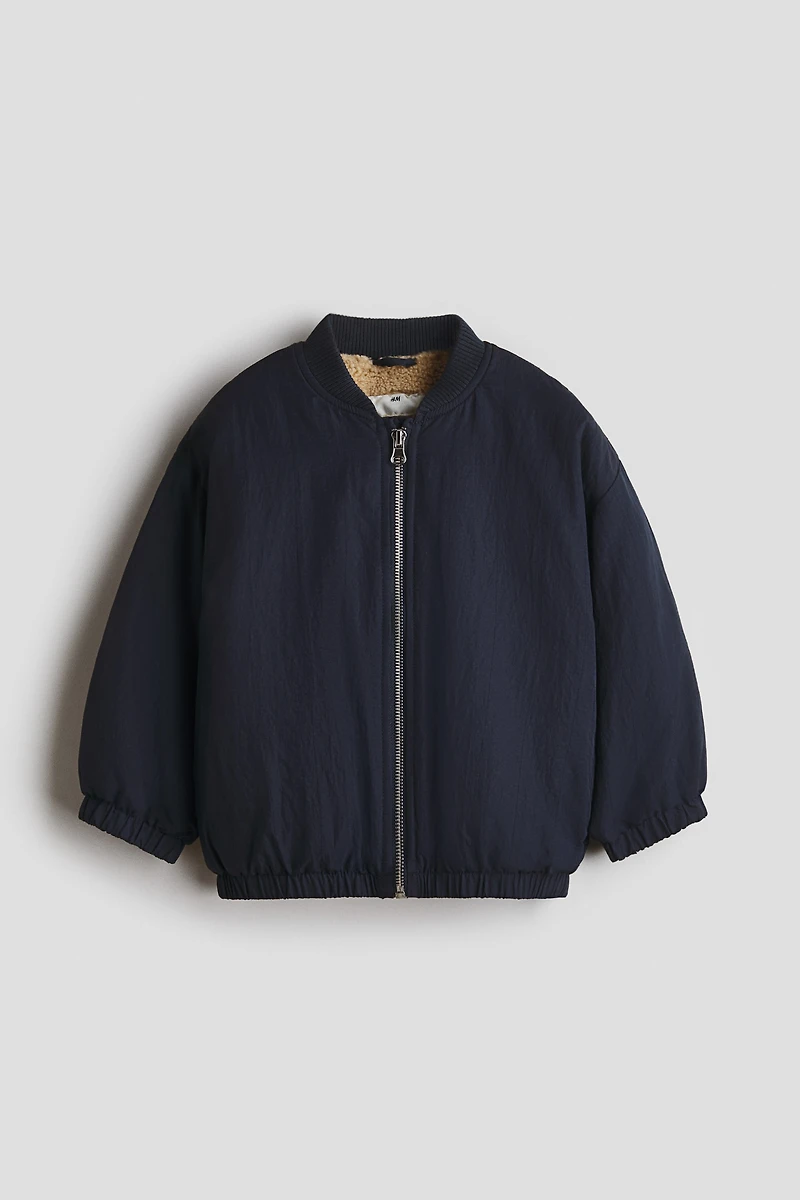 Bomber Jacket with Teddy Fleece Lining
