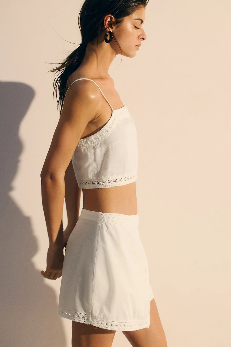 Linen-Blend Beach Skirt