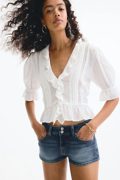 Low-Waist Mini Denim Shorts