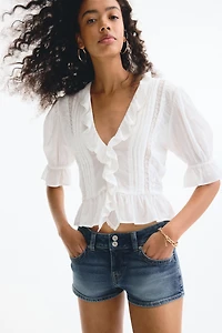 Low-Waist Mini Denim Shorts