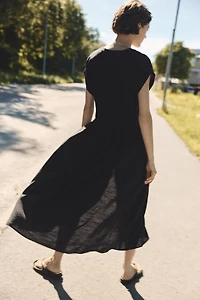 Button-Front Midi Dress