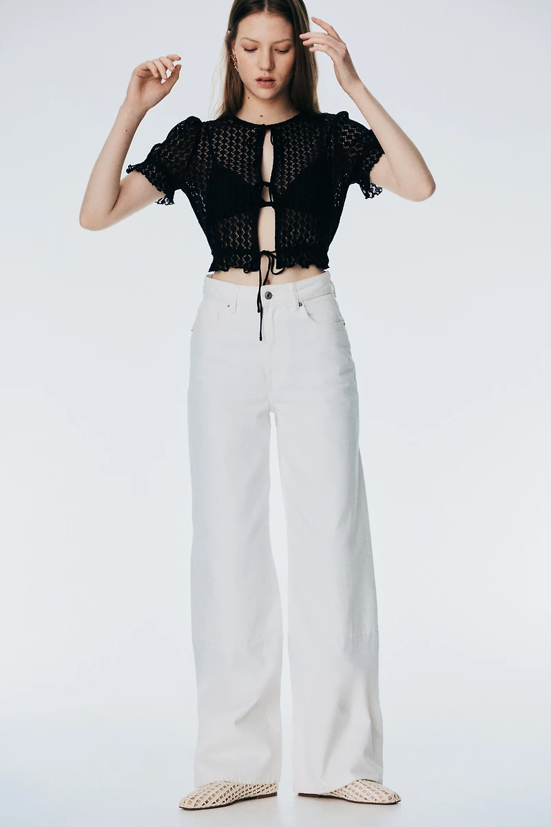 Haut en tricot pointelle