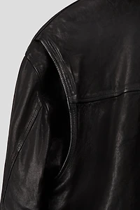 Loose-Fit Leather Aviator Jacket