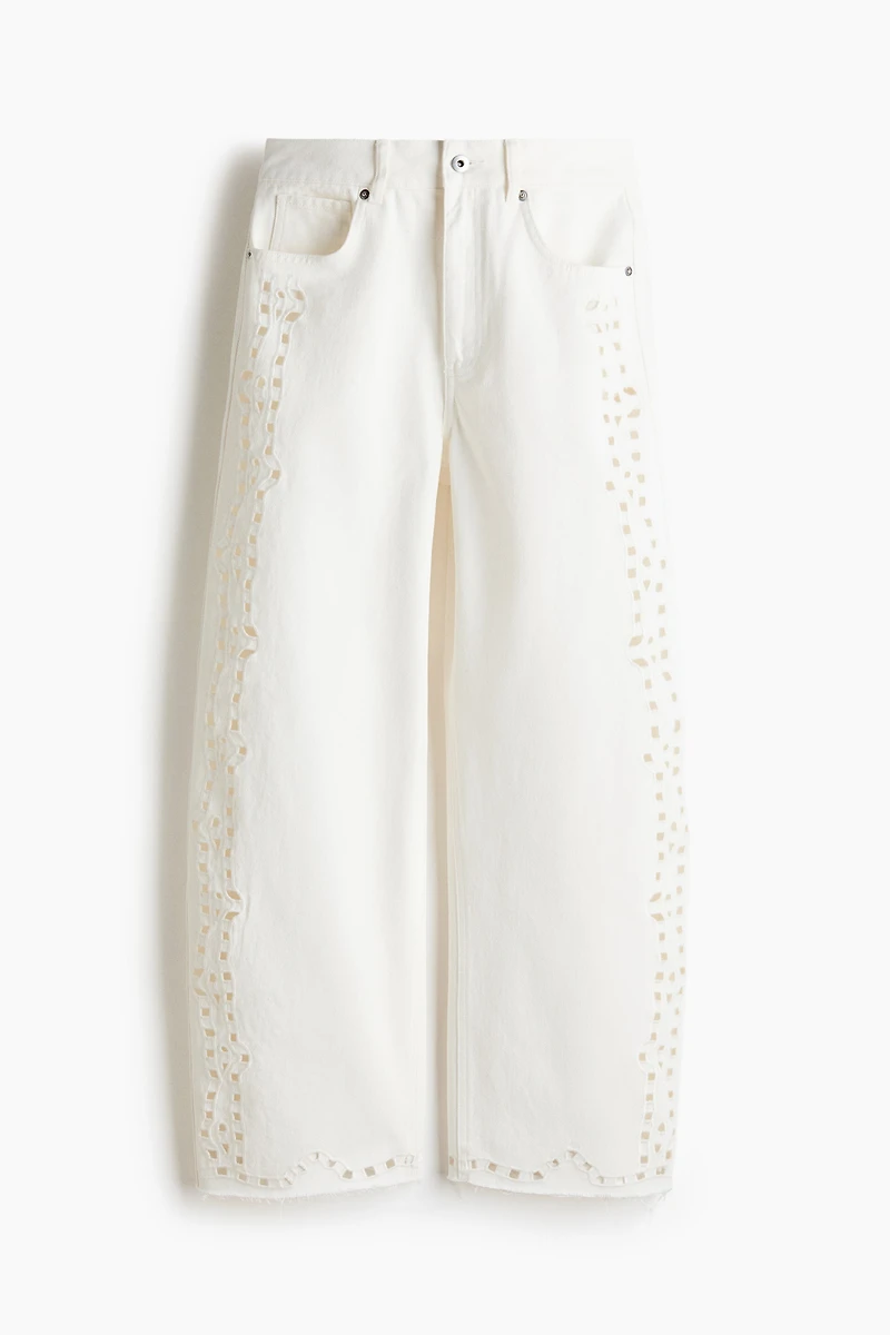 Eyelet-Embroidered Jeans