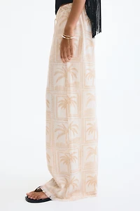 Pantalon à cordon en lin mélangé